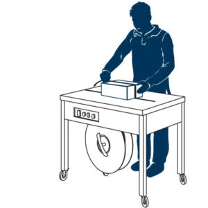 El ciclo se inicia al pasar el fleje alrededor de la caja.
