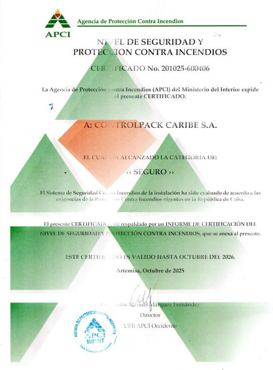  Nivel “SEGURO” del sistema de protección contra incendios